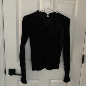 Black Tailored Cotton Blouse